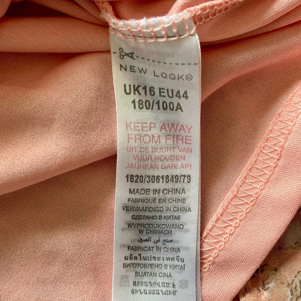 New Look Peach Floral Dress Size 16 Ruffles - Picture 11 of 12